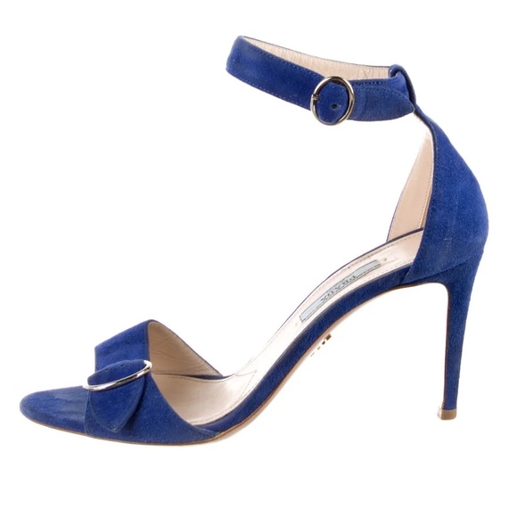 Prada Cobalt Blue Suede Heels • Women’s Italian 37.5 fit size 7 to 7.5 - Picture 7 of 9